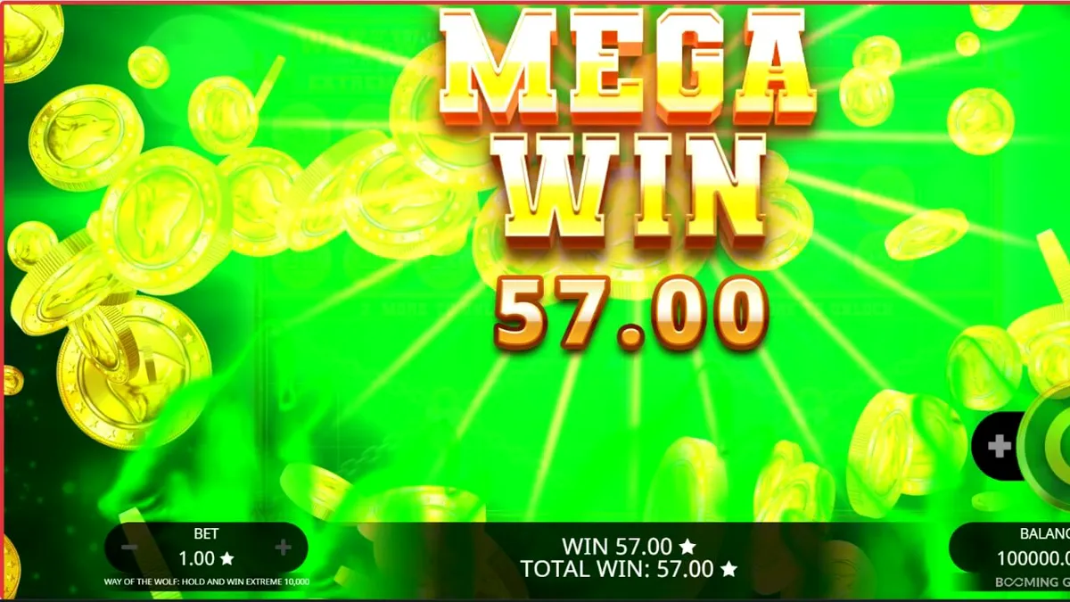 Pemandangan atmosferik hutan malam dengan serigala di slot Way of the Wolf Hold and Win Extreme 10,000